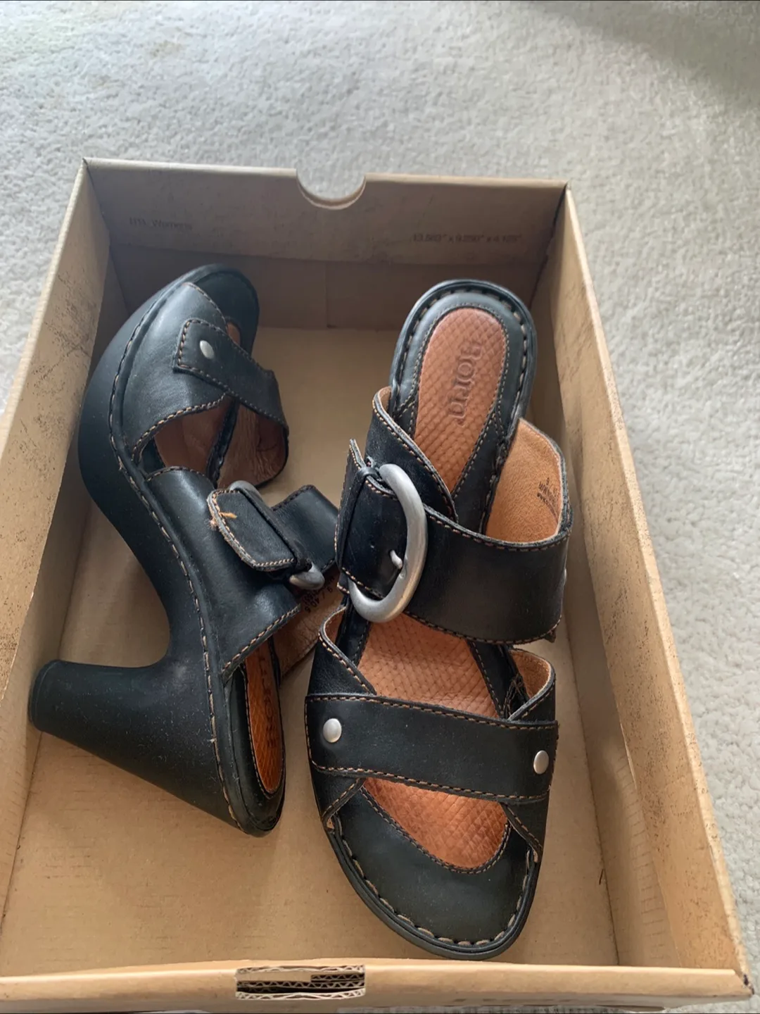 New Born Black Leather Heel Sandals image indicator(3)