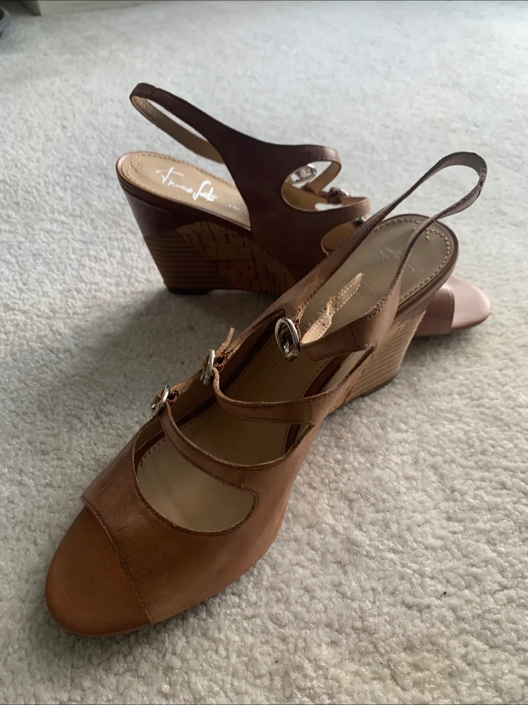 Brand New Tan Leather Wedges thumbnail