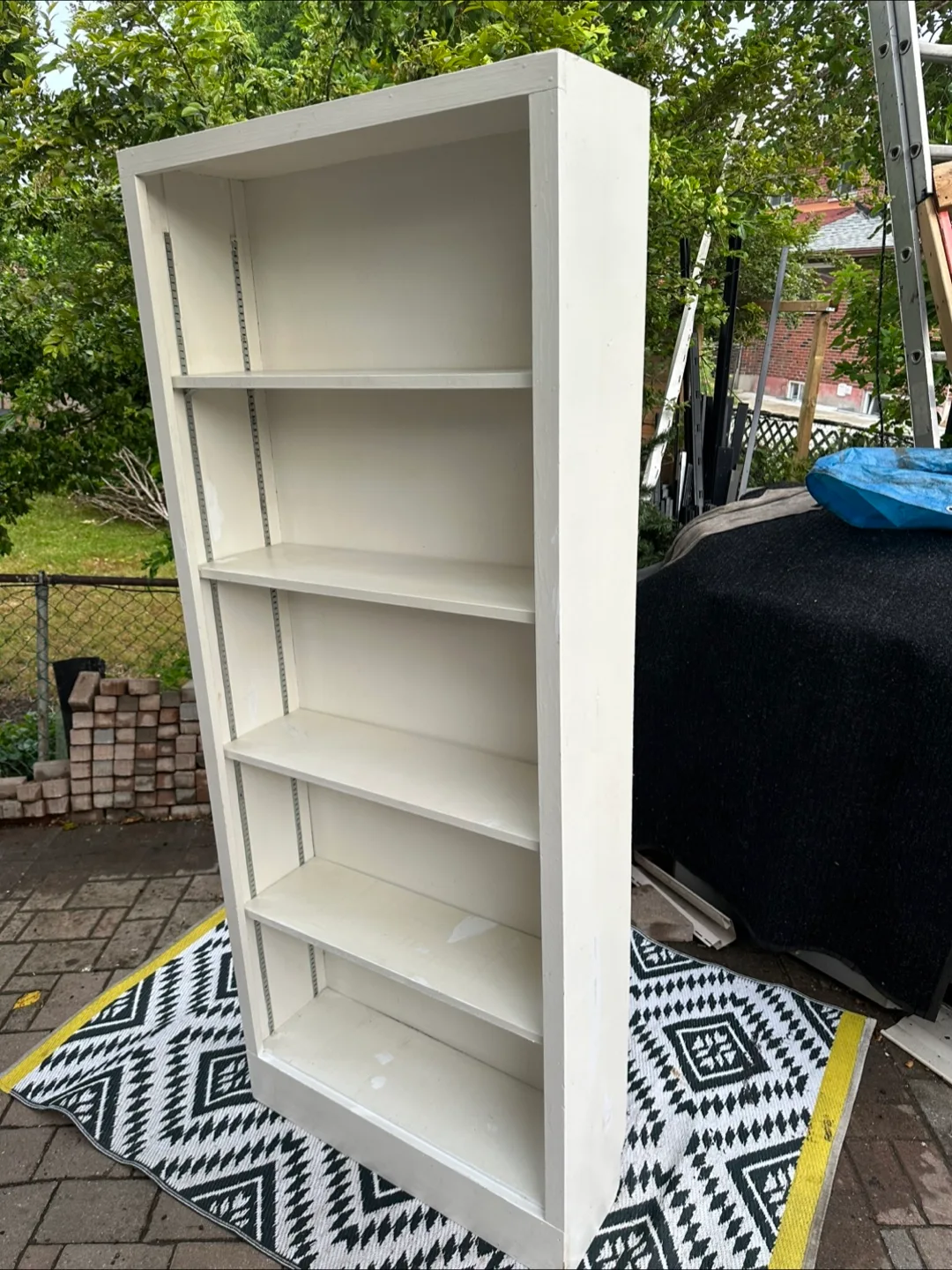 Tall White Bookshelf with 5 Shelves thumbnail