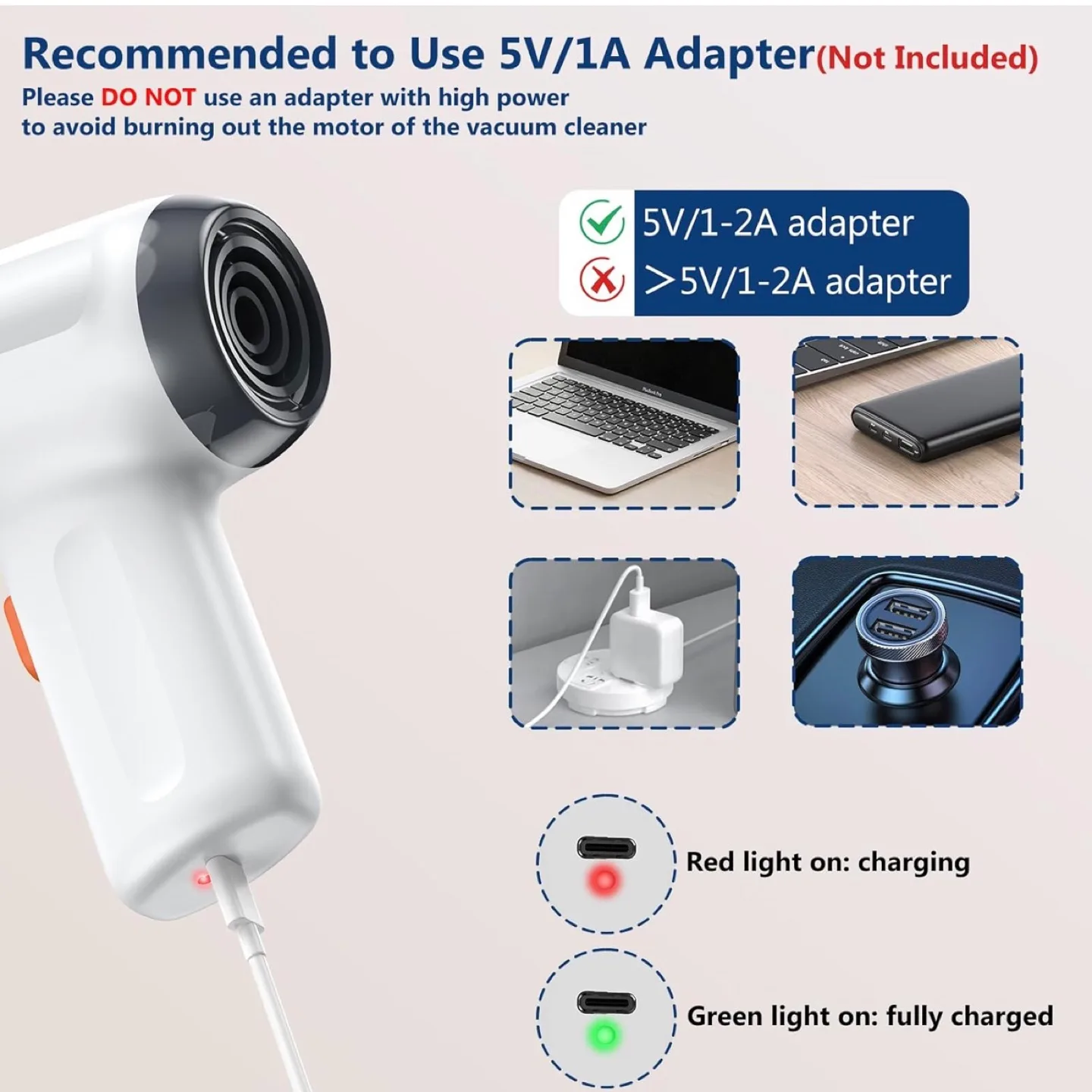 Mini Vacuum, Wireless Handheld Car Vacuum Cleaner Rechargeable image indicator(6)