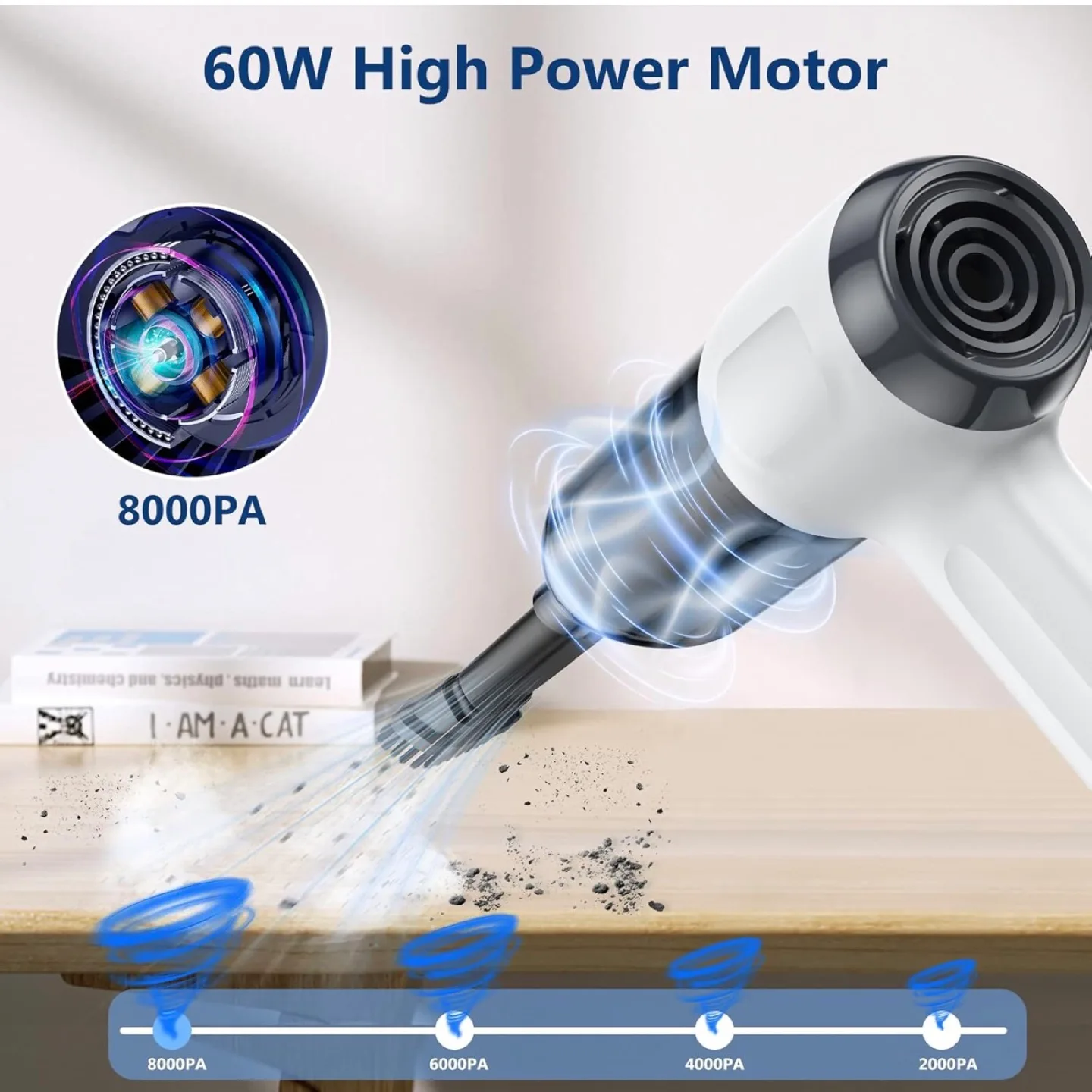 Mini Vacuum, Wireless Handheld Car Vacuum Cleaner Rechargeable image indicator(4)