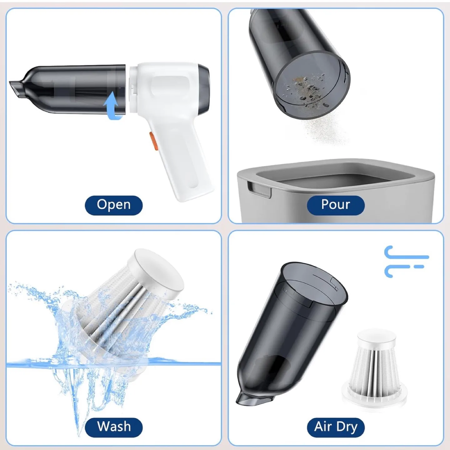 Mini Vacuum, Wireless Handheld Car Vacuum Cleaner Rechargeable image indicator(10)