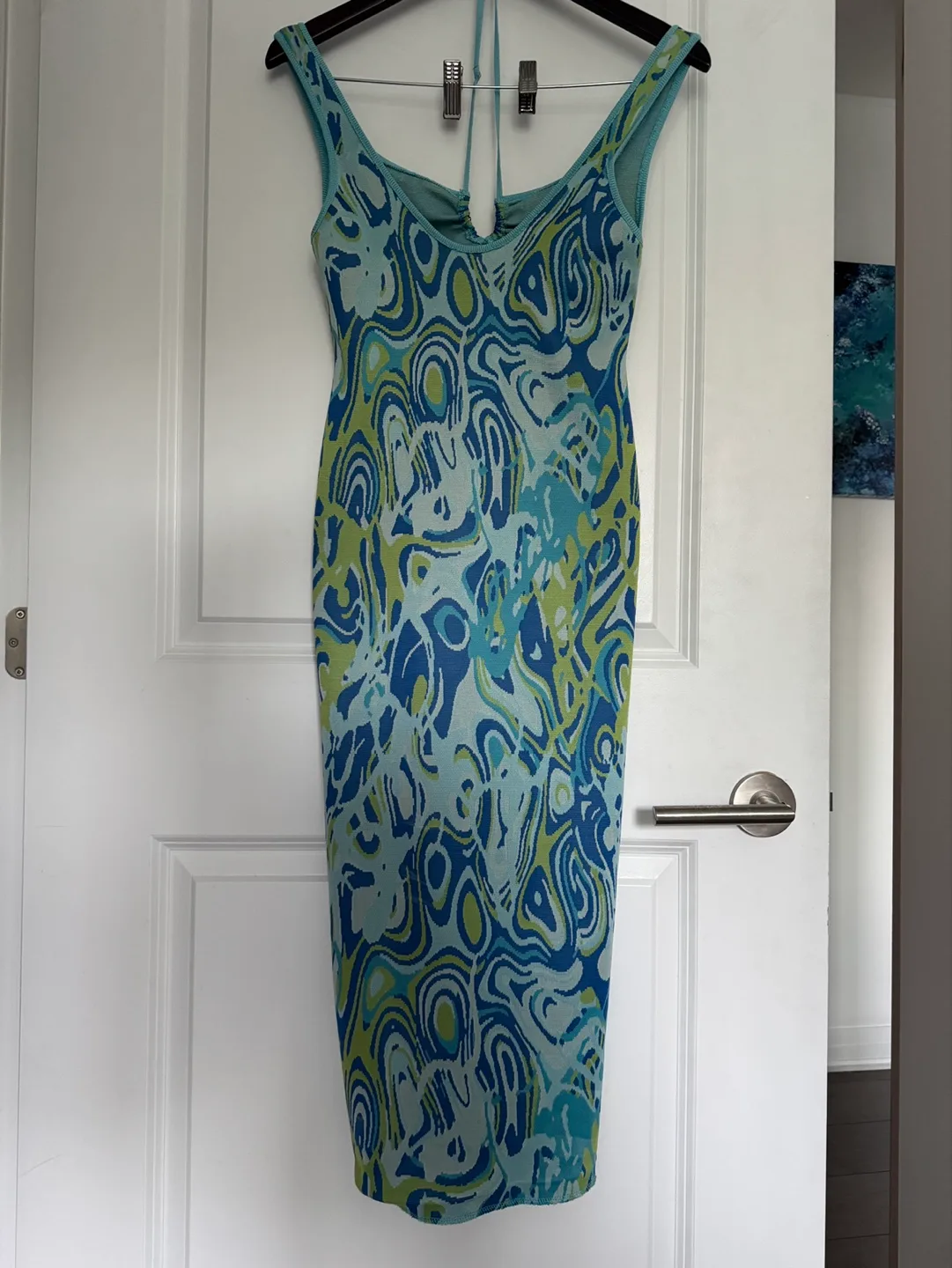 Zara Blue Psychedelic Summer Dress image indicator(3)