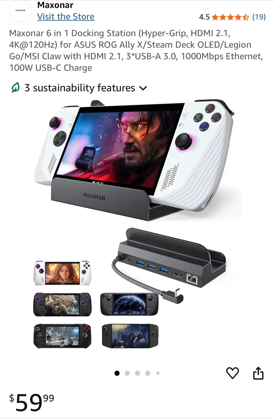 Maxonar 6-in-1 Gaming Docking Station image indicator(2)