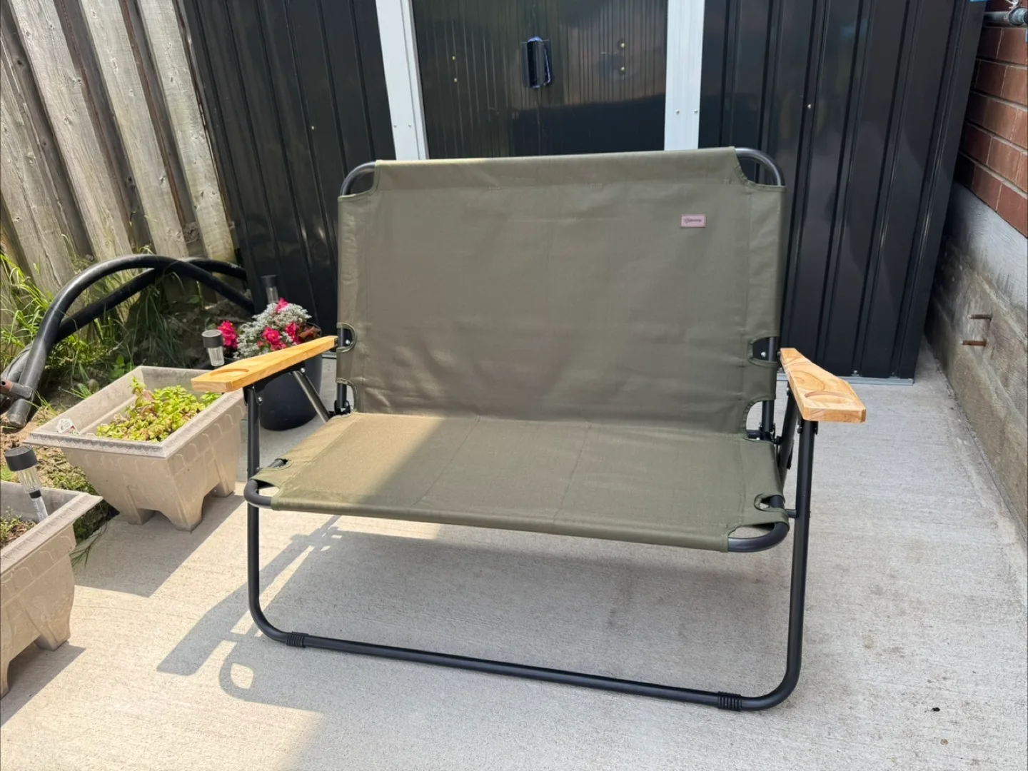 OUTSUNNY GREEN DOUBLE CAMPING CHAIR thumbnail
