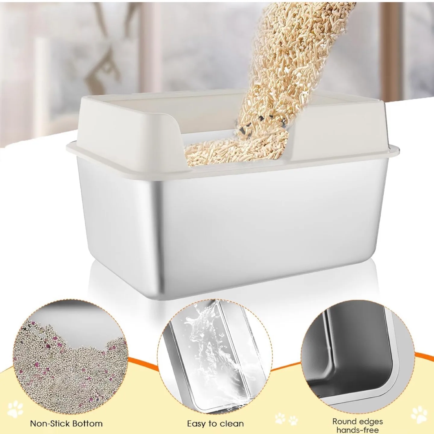 Stainless Steel Litter Box With Lid Extra Large image indicator(9)