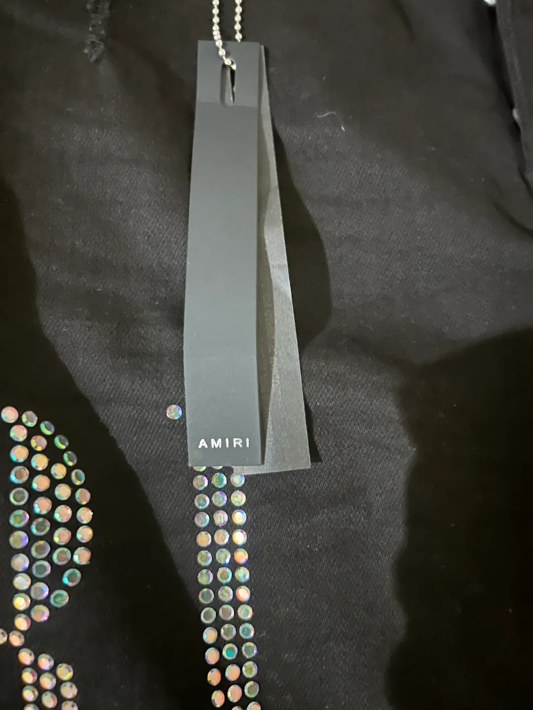 Amiri Black Rhinestone Embellished Denim Shorts image indicator(2)