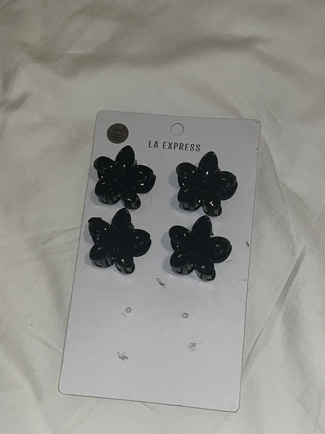 Mini Black Flower Hair Clips thumbnail
