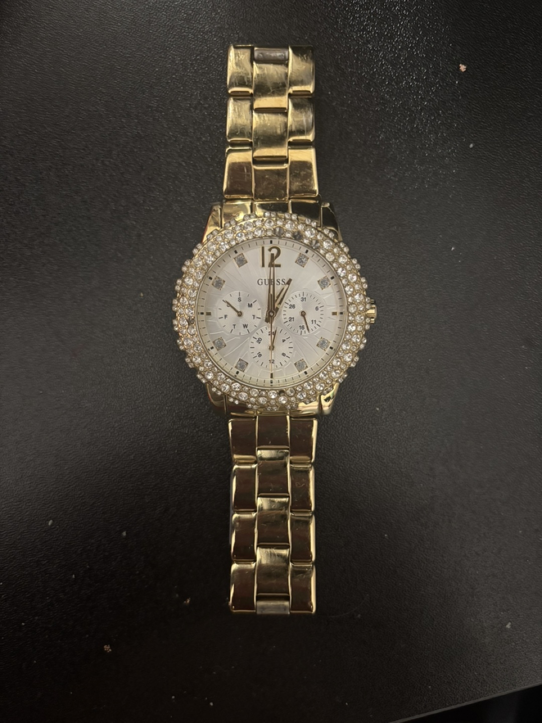 Guess Gold Watch with Crystal Accents