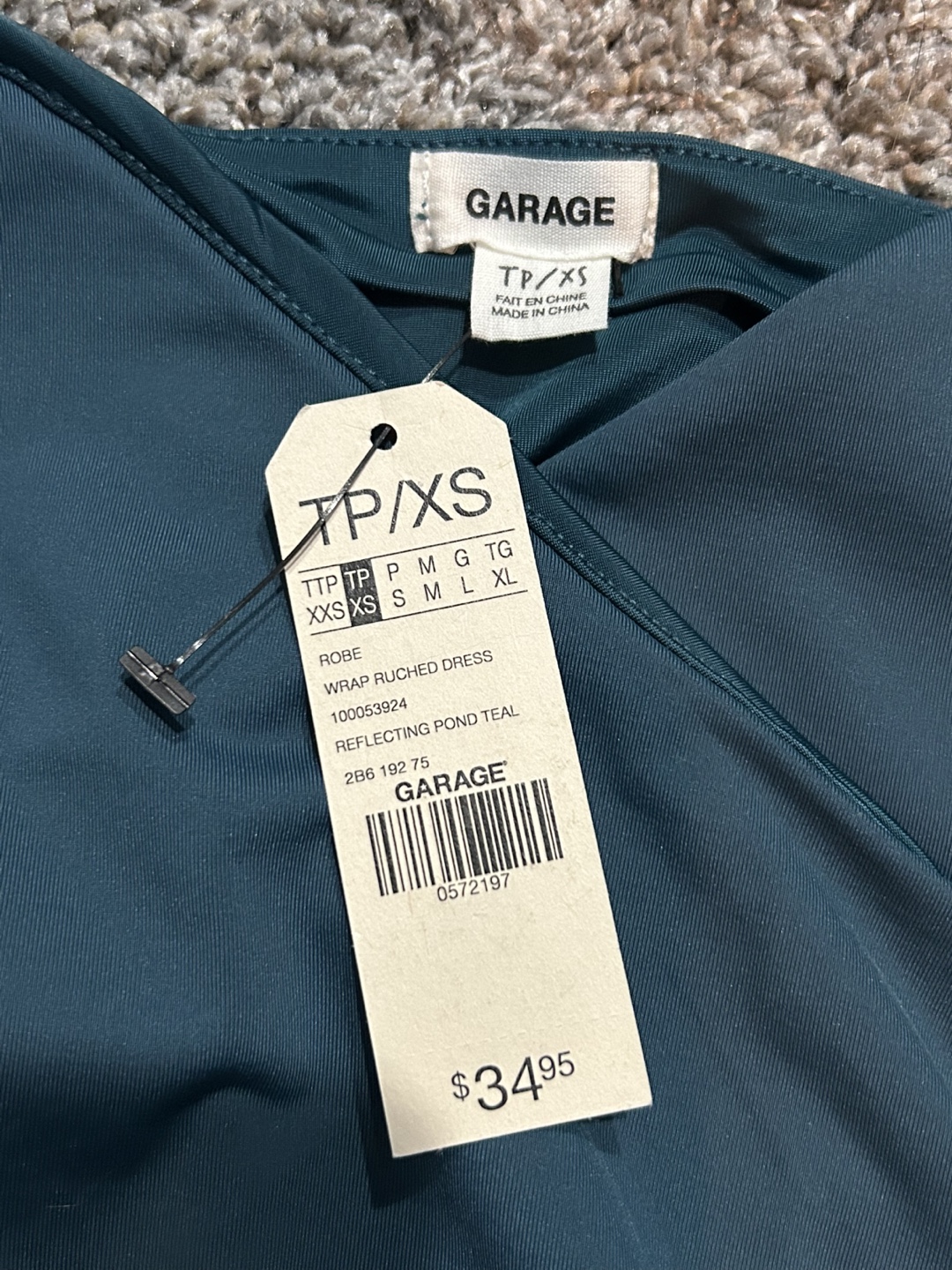 Garage Wrap Ruched Dress, TEAL - photo 3