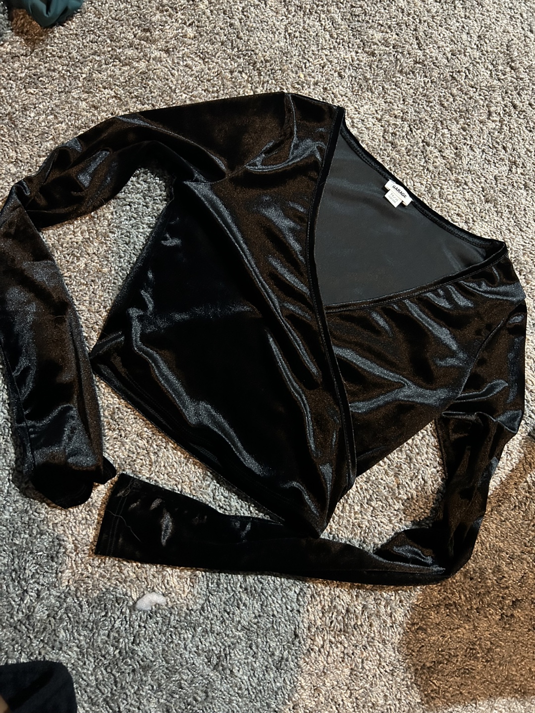 Garage Black Velvet Top - XS