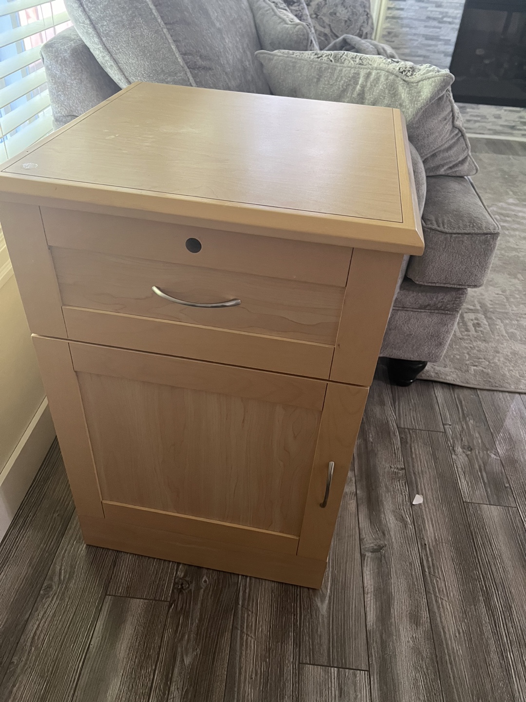 Wooden Side Table with Drawer and Cabinet
