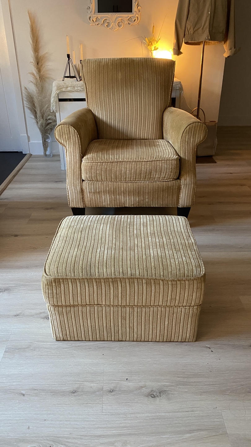 Corduroy Armchair with Ottoman - photo 2