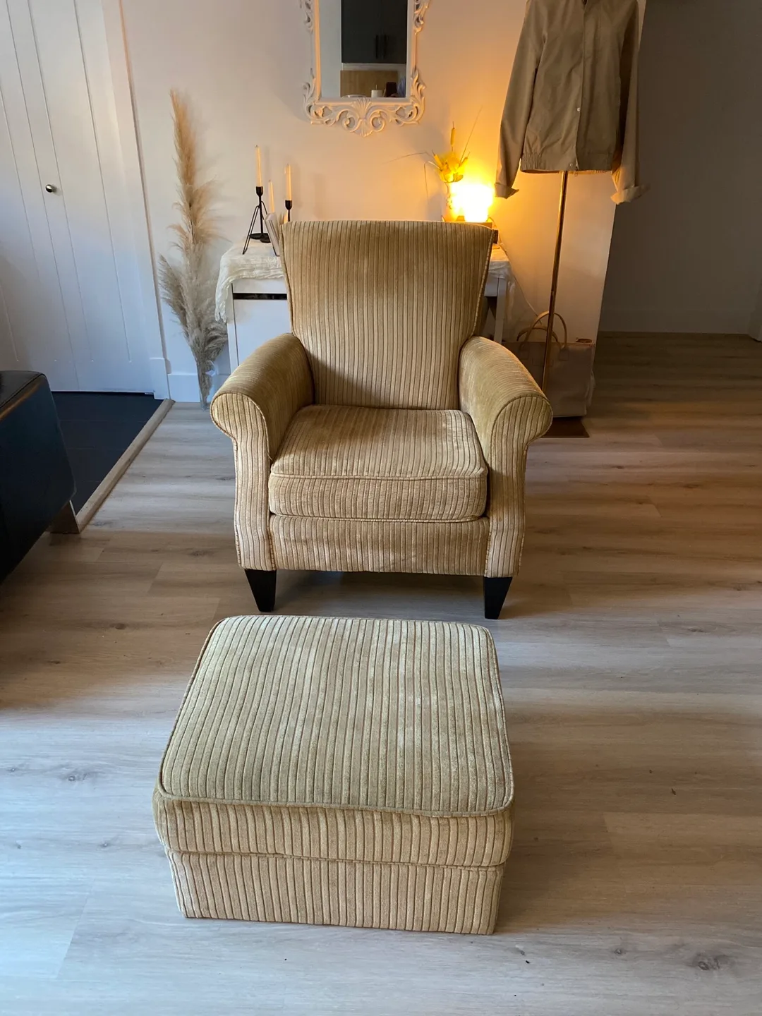 Corduroy Armchair with Ottoman thumbnail