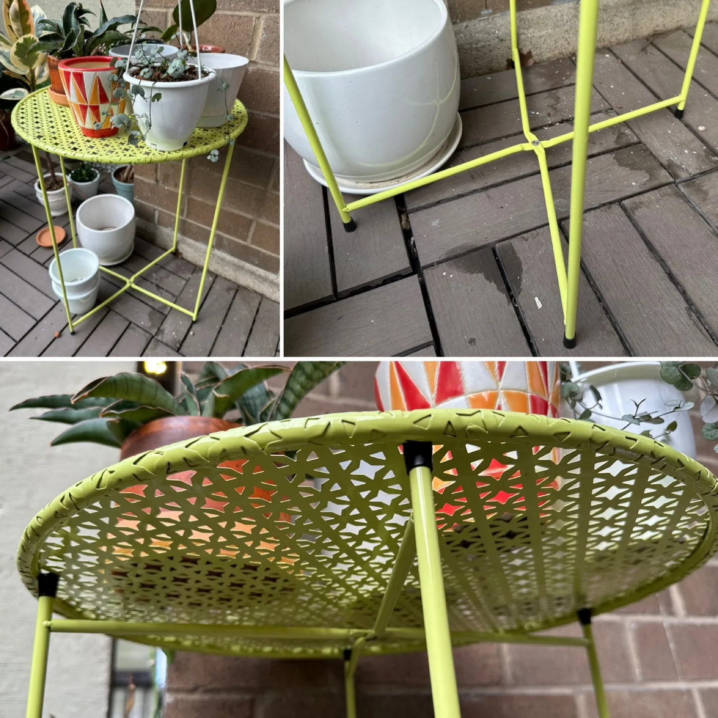 💚 NWT Metal Indoor/Outdoor Turquoise Decor Table Plant Stand image indicator(4)