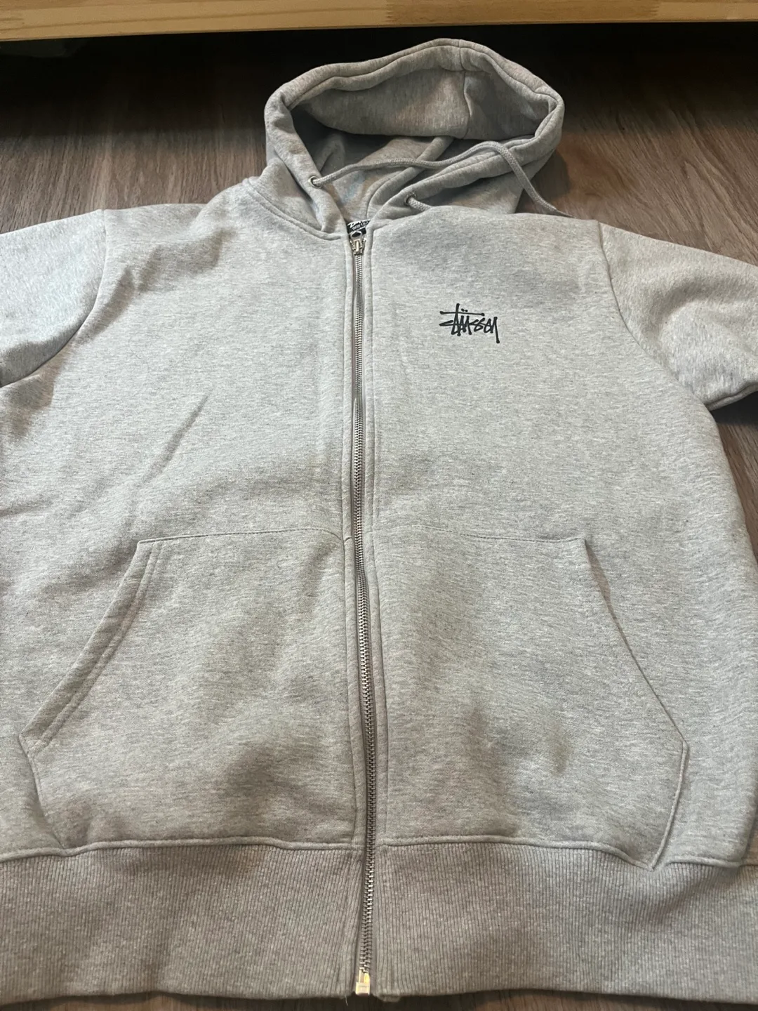 Grey Stüssy Zip-Up Hoodie thumbnail