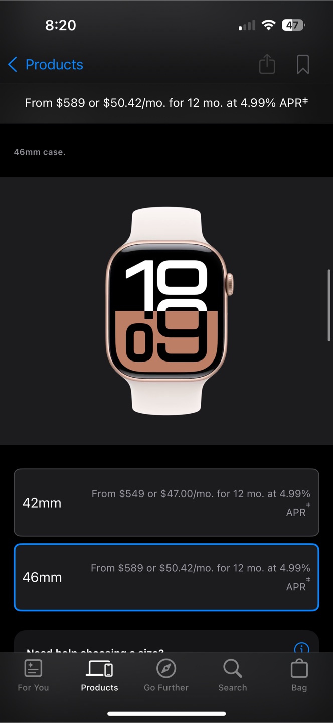 Apple Watch Series 10 - Rose Gold, 46mm, Sport Band