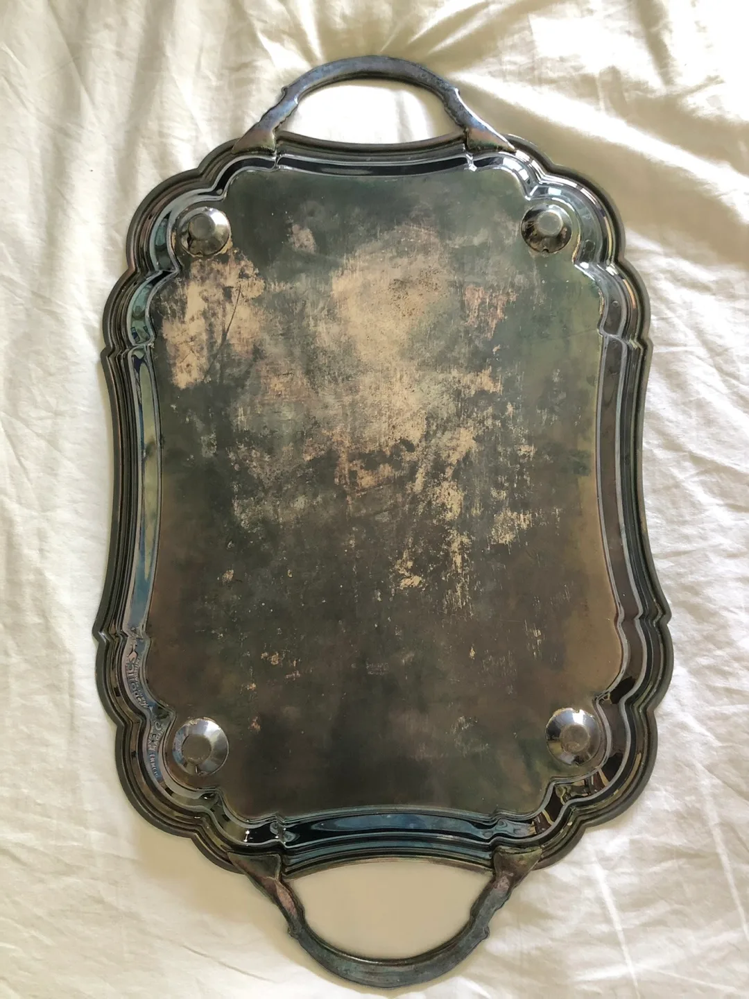 LARGE SILVER PLATED HOLIDAY SERVING TRAY - VINTAGE - VIKING image indicator(2)