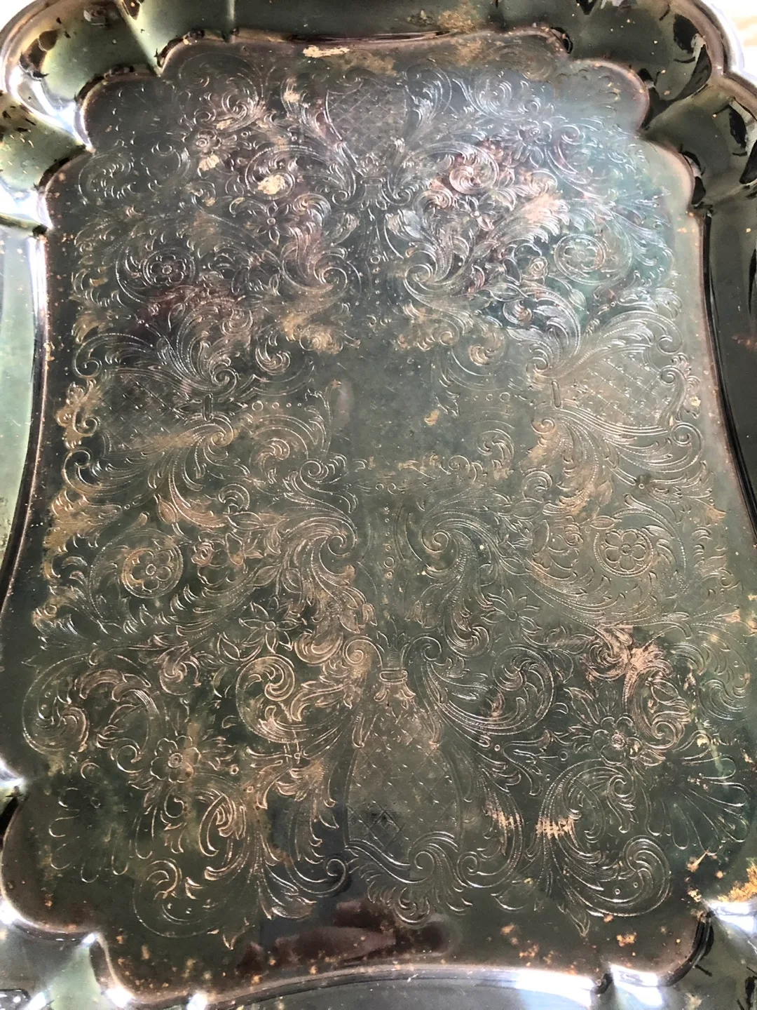 LARGE SILVER PLATED HOLIDAY SERVING TRAY - VINTAGE - VIKING image indicator(4)