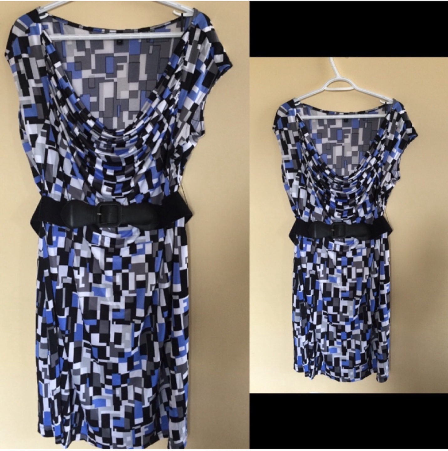 Plus size dress with elastic belt