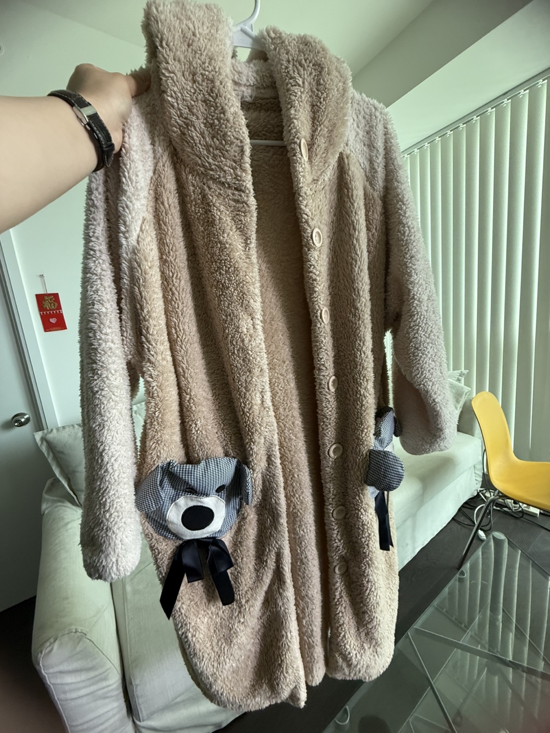 Cozy Fleece Robe with Bear Details