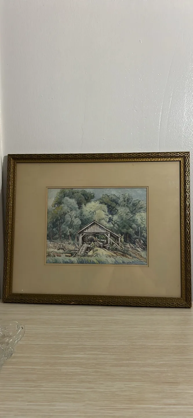 Vintage Framed Watercolor Painting thumbnail