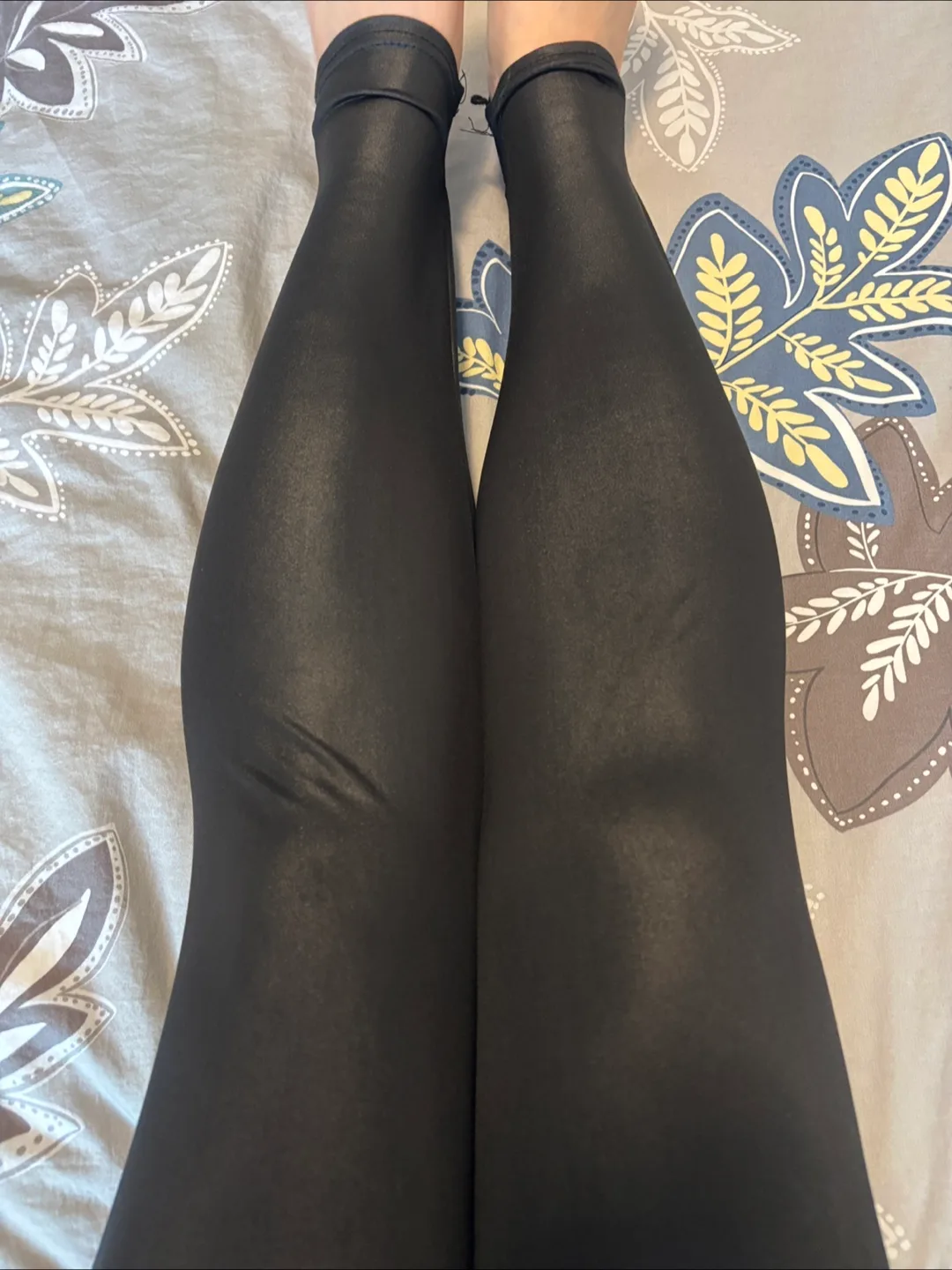 Shiny Black Leggings with stirrup- small/med petite image indicator(6)