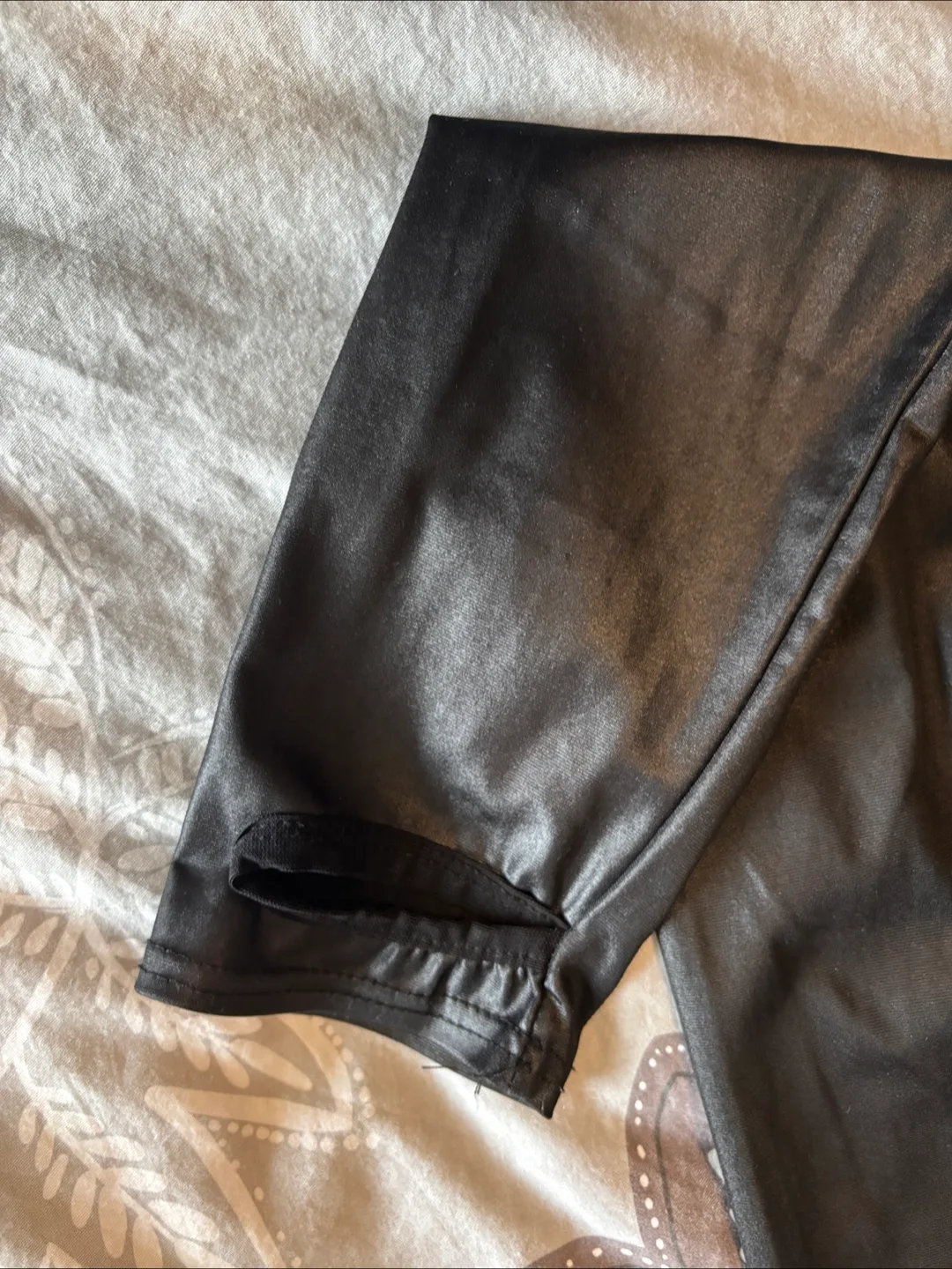 Shiny Black Leggings with stirrup- small/med petite image indicator(4)