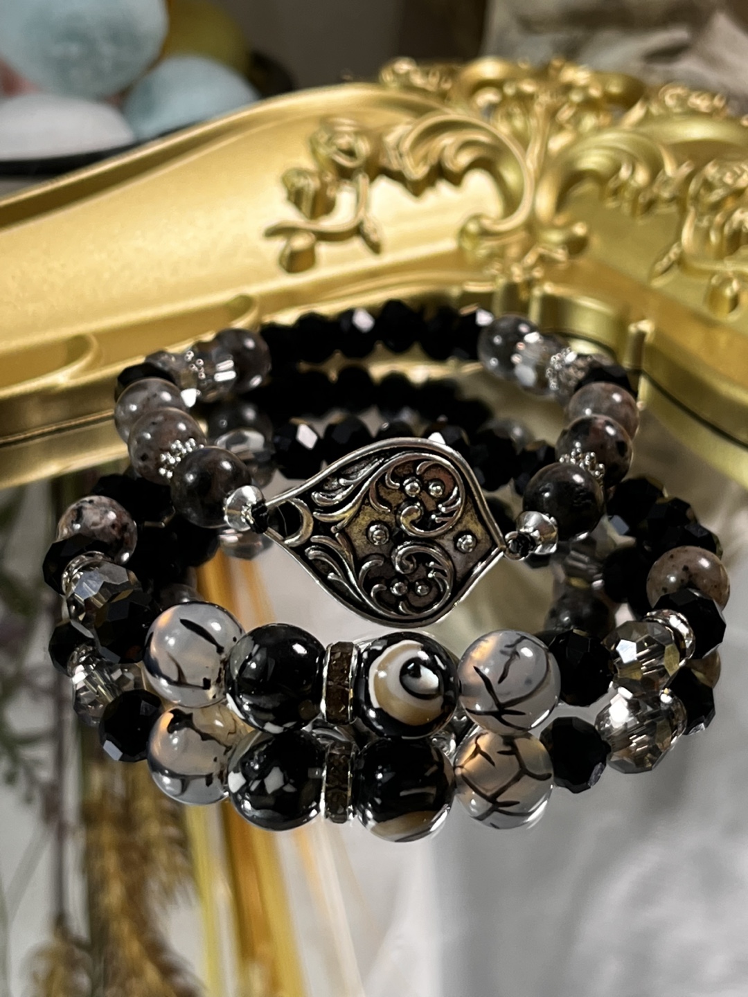 Black Vein in Metal Heart Unique Beaded Bracelets (2 Layers) - photo 4