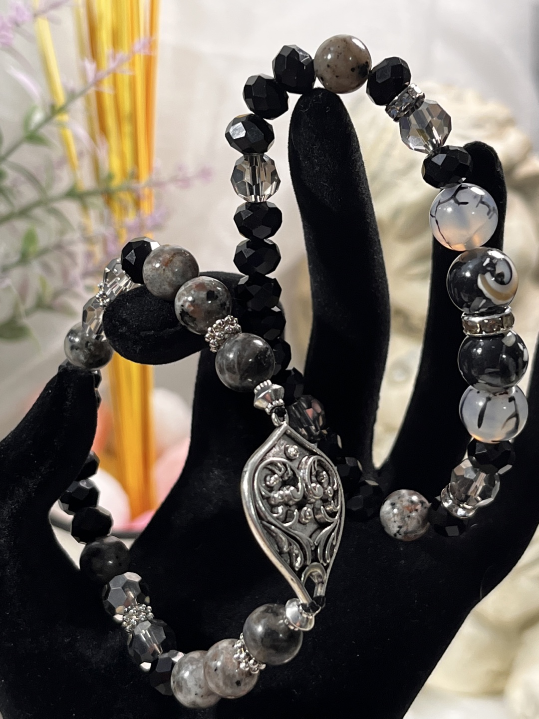 Black Vein in Metal Heart Unique Beaded Bracelets (2 Layers) - photo 3