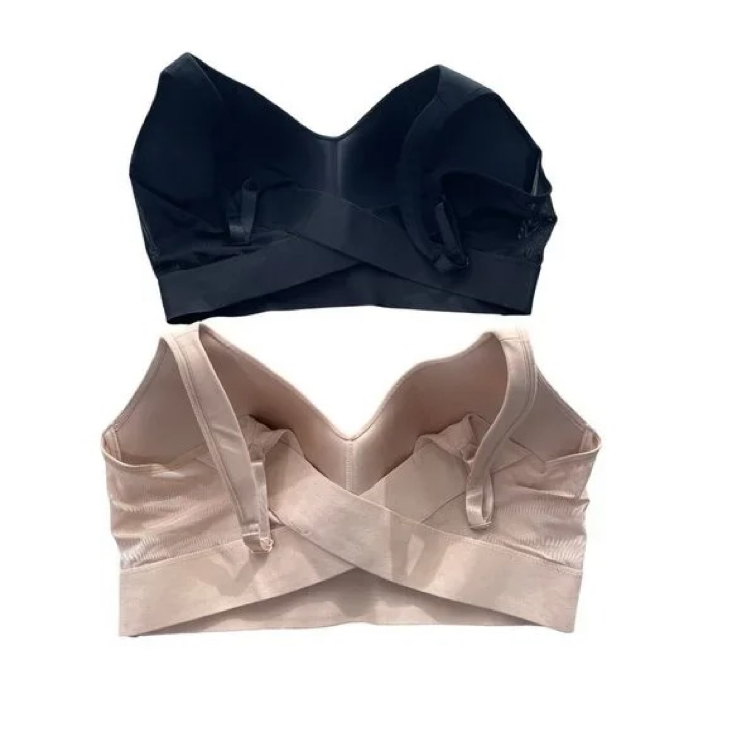 2 Pack Molded Cup Bra with Wrap Back Size XL Black Beige - photo 2