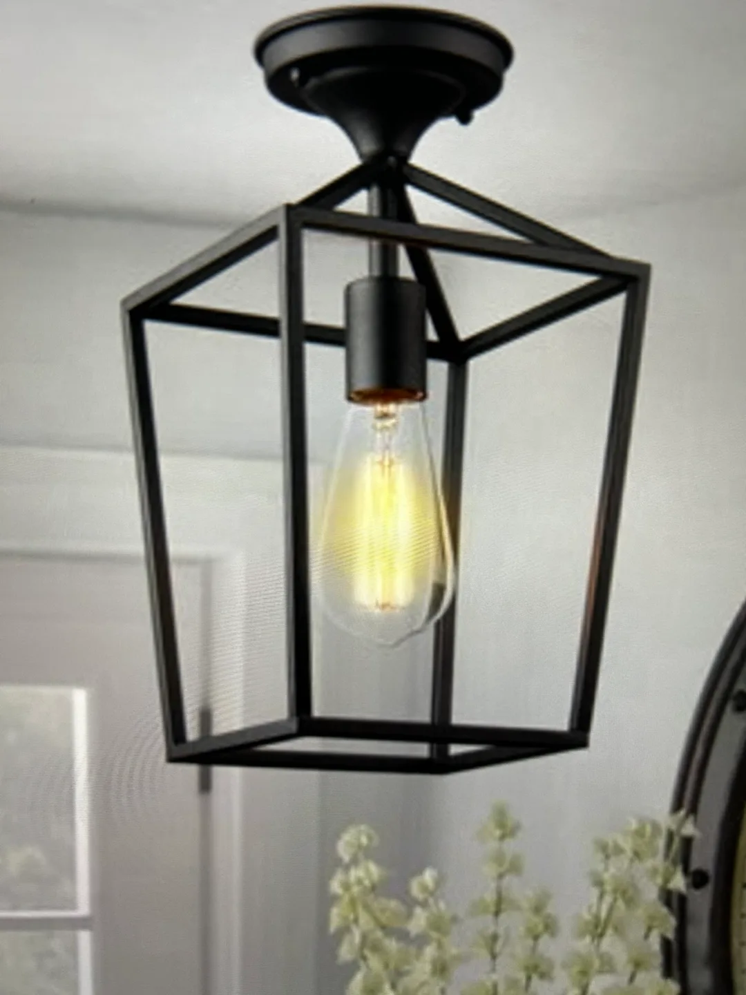 Geometric Black Flush Mount Light Fixture thumbnail