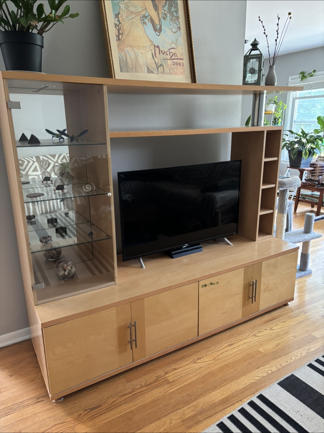 Wooden Entertainment Center with Shelves - photo 3
