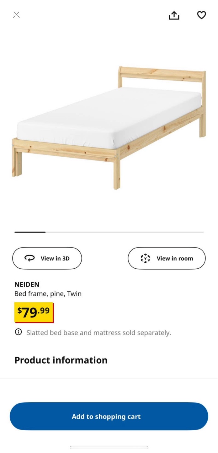 Twin Bed Base & Frame