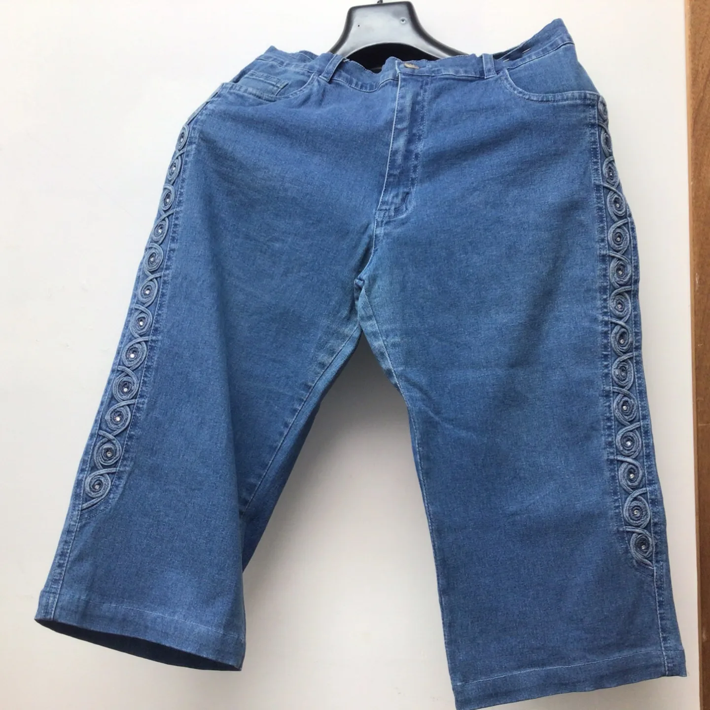 Blue Denim Capris with Embellishments thumbnail