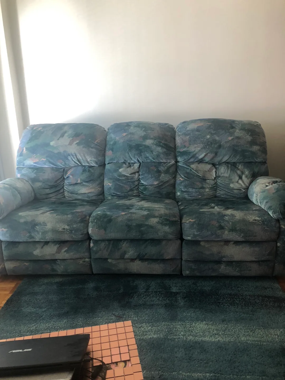 Blue 3 seater Reclining Sofa thumbnail