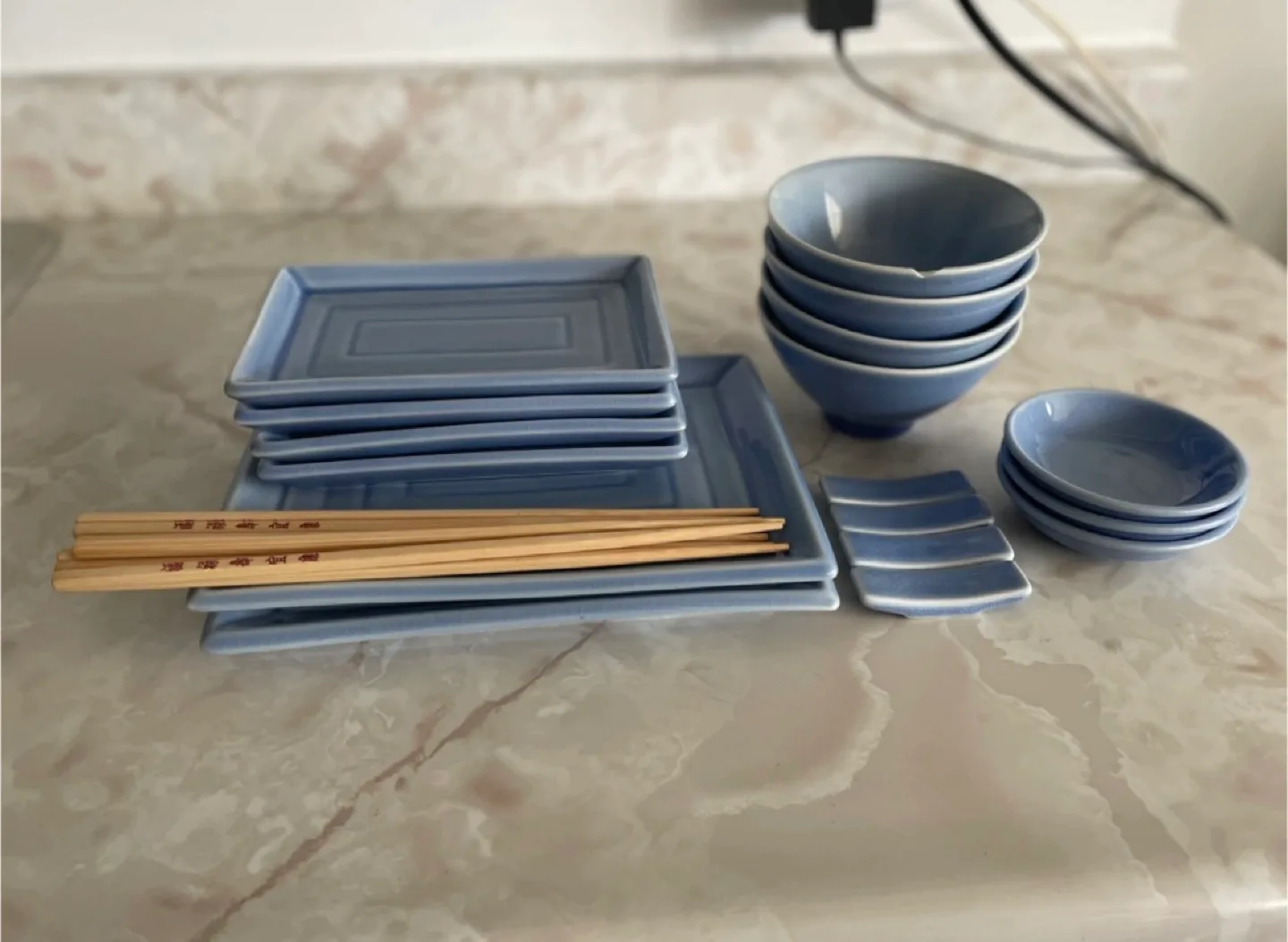 Blue Ceramic Sushi/ Japanese Dinner Set image indicator(4)