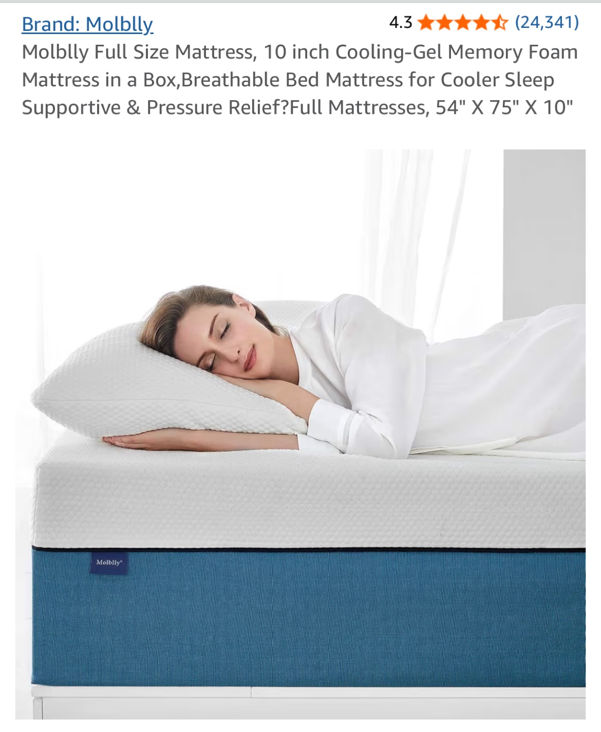 Molblly Full Size Memory Foam Mattress - photo 2