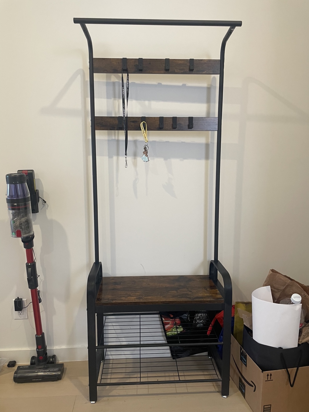 Entryway Coat Rack with Shoe Rack Bench