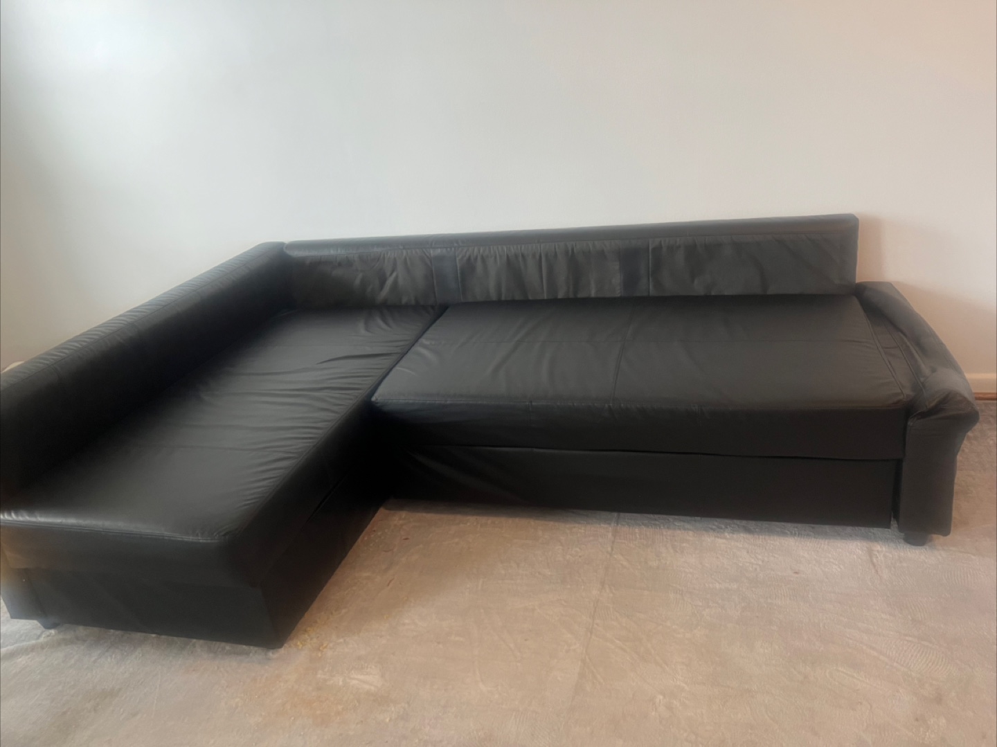 Black Leather Sectional Sofa - photo 2