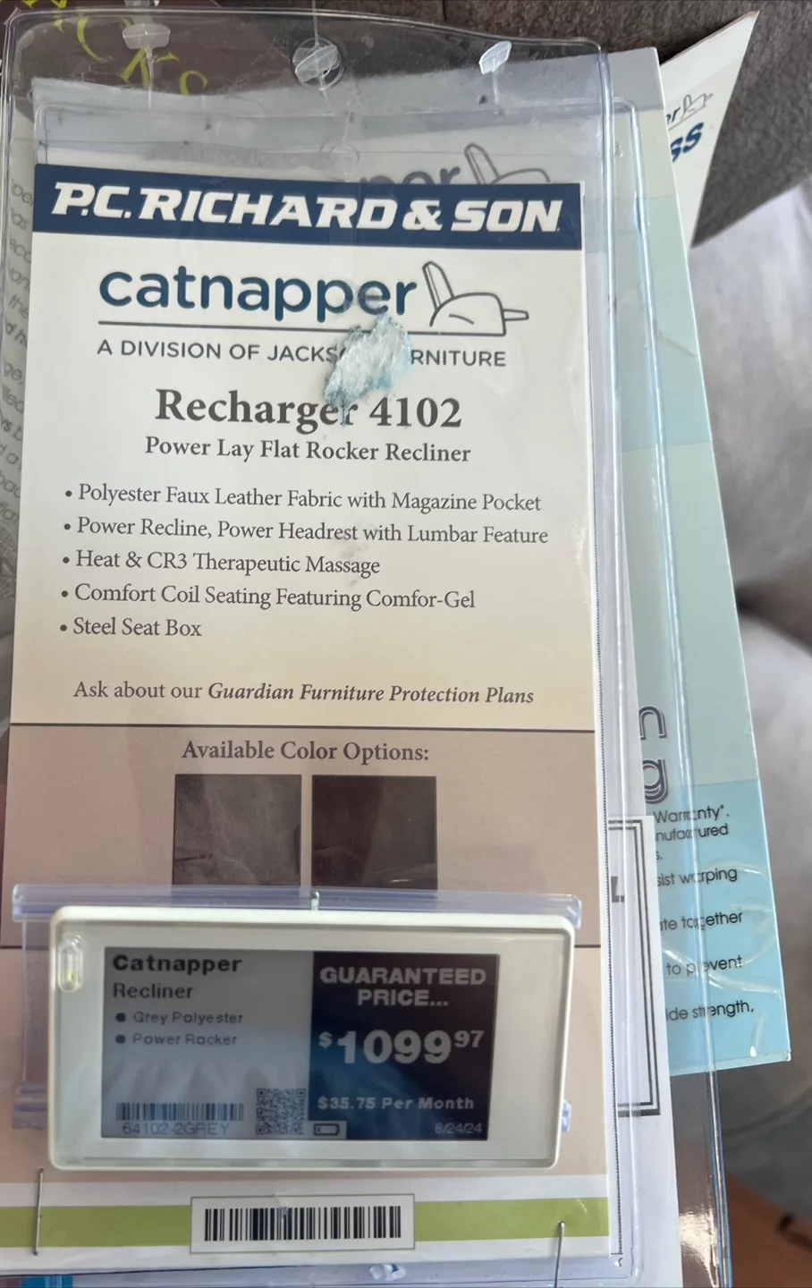 New! Jackson Furn Recliner WITH Heat & Massage from PC Richards image indicator(8)