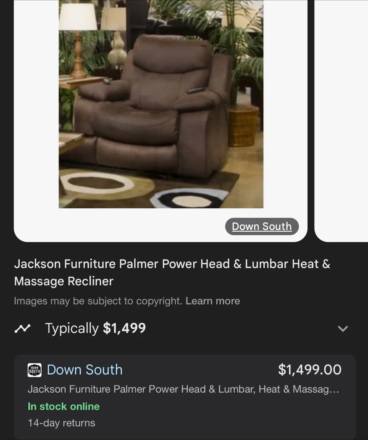 New! Jackson Furn Recliner WITH Heat & Massage from PC Richards image indicator(6)