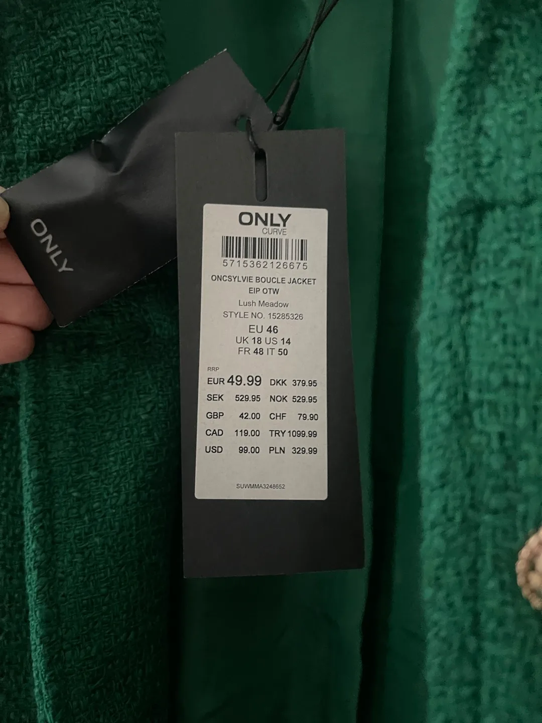 ONLY Sylvie Bouclé Tweed Blazer Bomber Jacket size 14 image indicator(4)