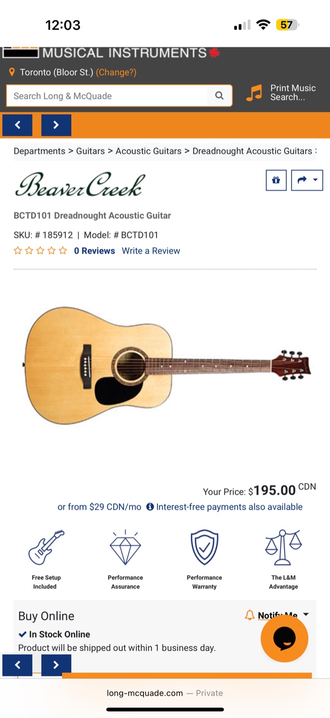 Beaver Creek Dreadnought Acoustic Guitar - photo 3