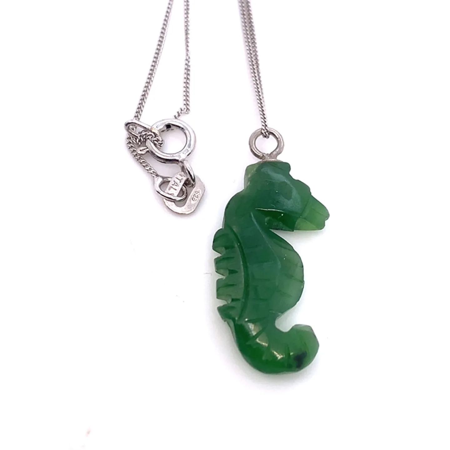 Jade Seahorse Pendant Sterling silver Necklace image indicator(4)