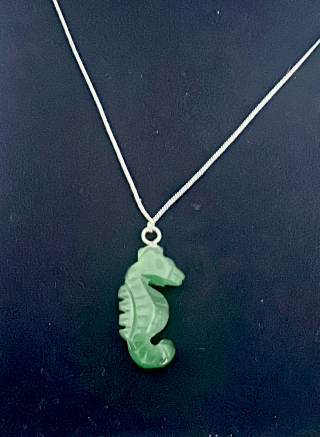 Jade Seahorse Pendant Sterling silver Necklace image indicator(2)