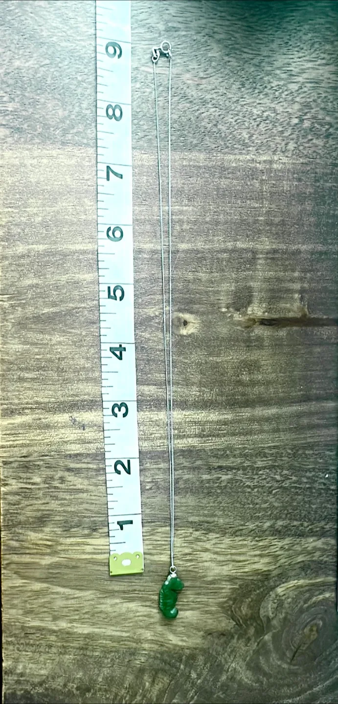 Jade Seahorse Pendant Sterling silver Necklace image indicator(9)