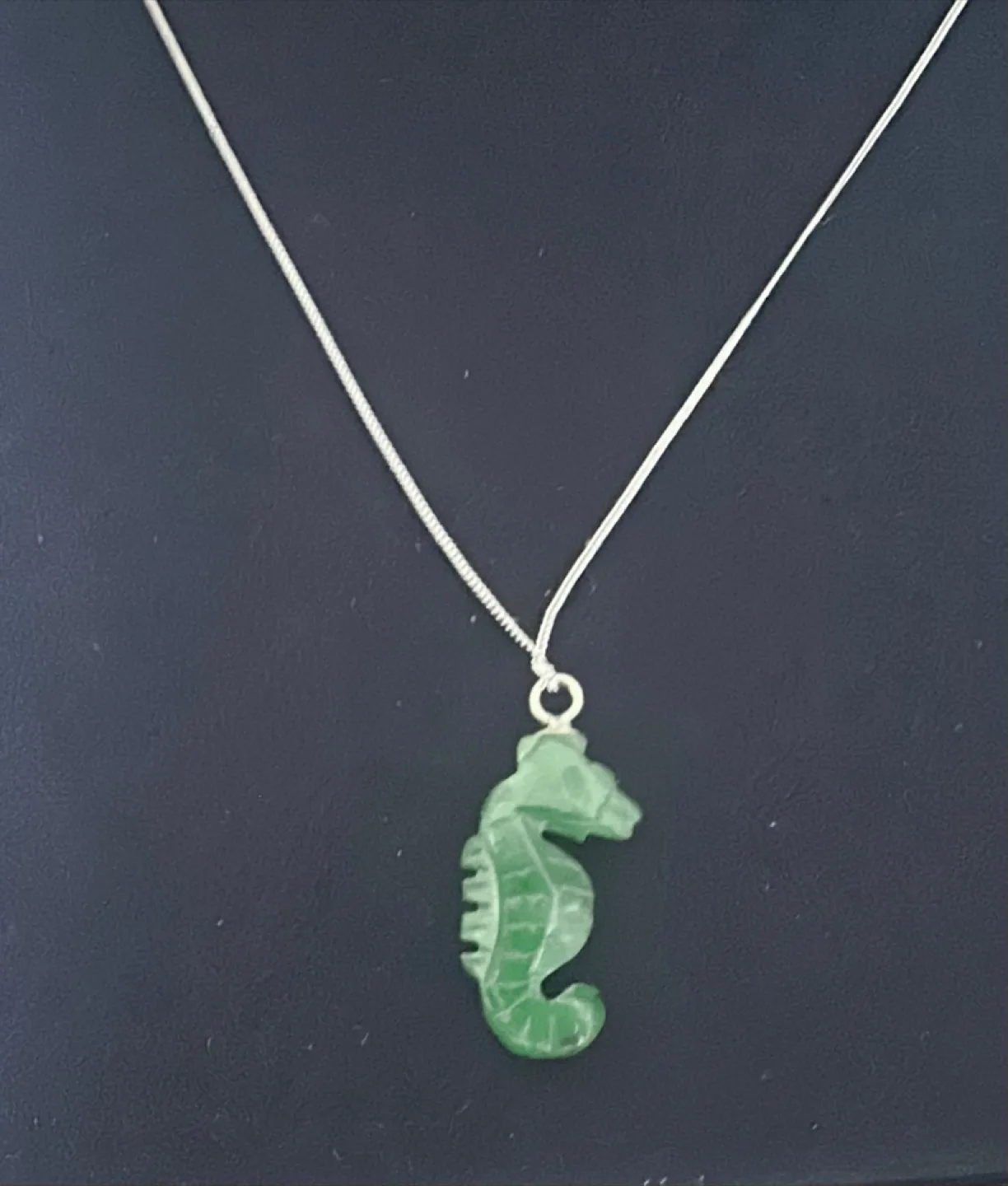 Jade Seahorse Pendant Sterling silver Necklace image indicator(3)