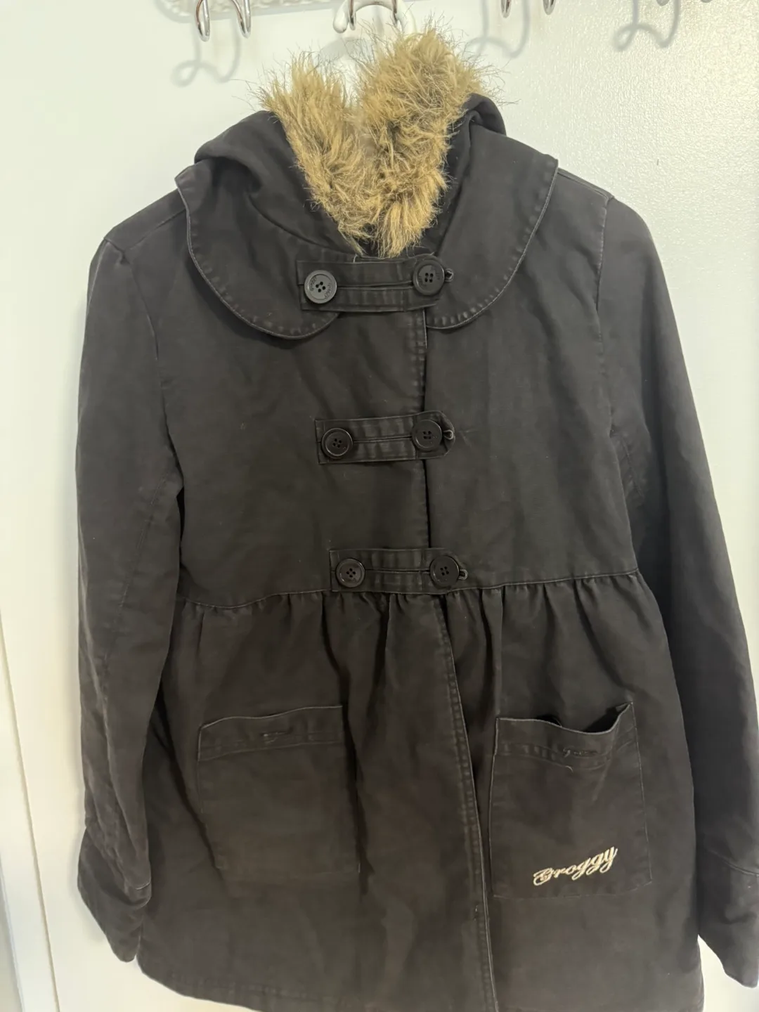 Groggie Black Coat with Hood thumbnail