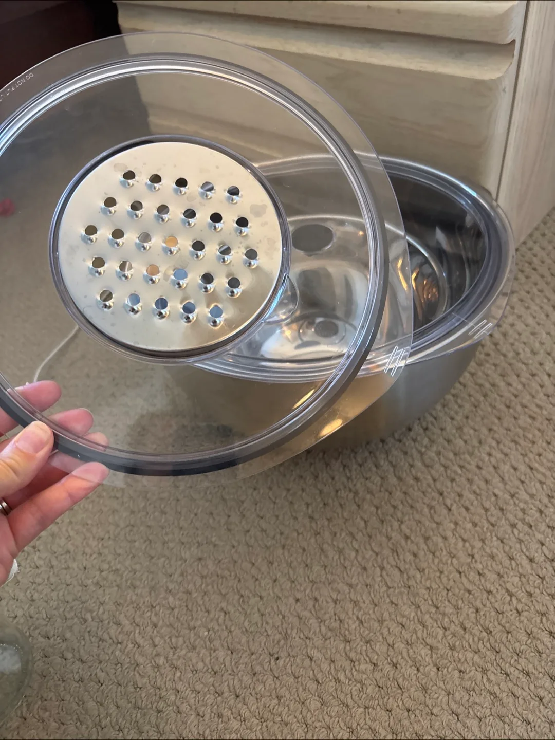 Glass jars and stainless steel bowls. Farmhouse, kitchen decor. thumbnail